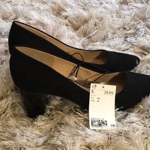 Black suede Block Heels